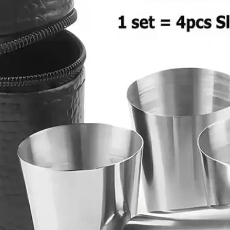 4pcs/Set 30/70/170ml Stainless Steel Glass Set Outdoor Small