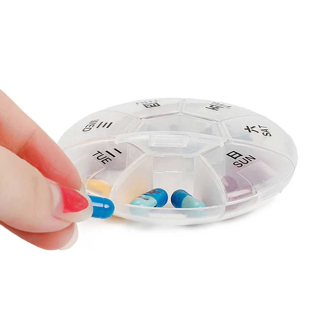5Pcs Portable Medicine Organizer Weekly 7 Compartments Pill Box Storage Travel Dispenser Dustproof Moistureproof