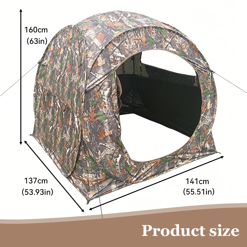 Pop Up Camo Hunting Tent Round Dome One Way Mesh Window Lightweight for Deer Turkey Hunting Outdoor