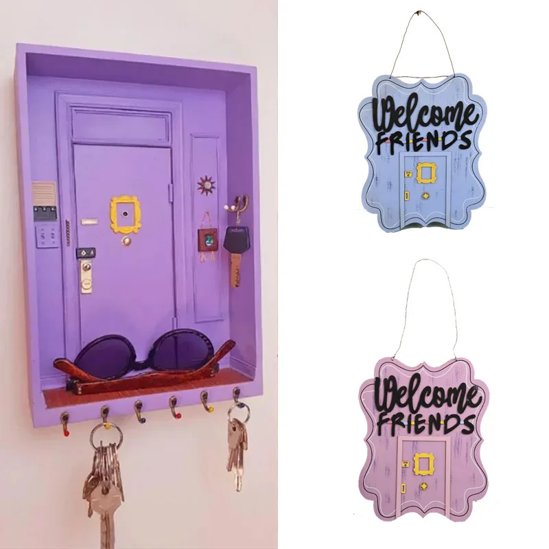 Purple Entry Door Monica\'s Door Frame Wall Organizer Decoration For TV Shows Lovers TV Friends Same Style Door Key Hook Shelf