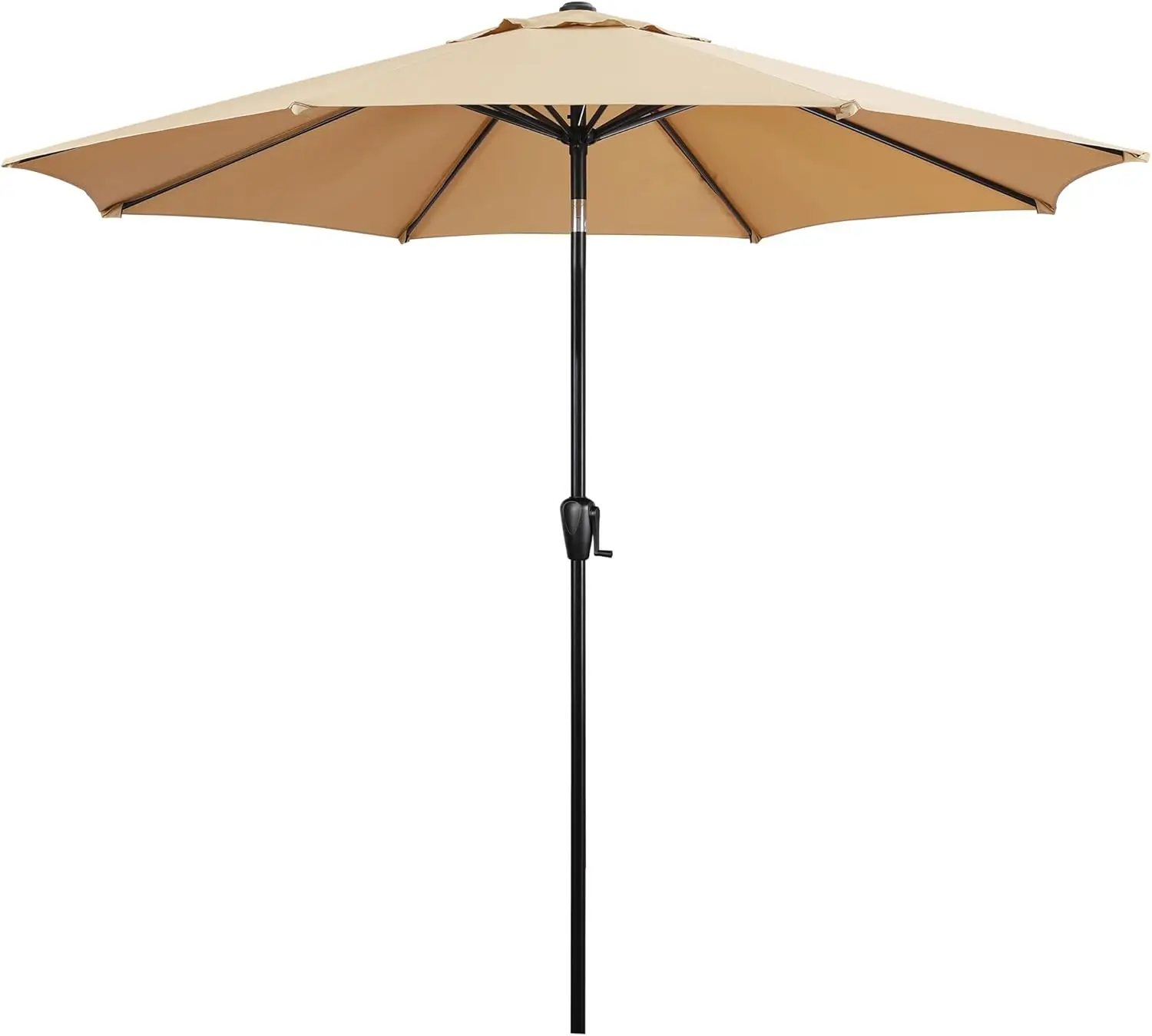 

9' Round Patio Umbrella with Push-Button Tilt and Hand Crank Lift System, Market Umbrella for Porch, Deck, and Patio
