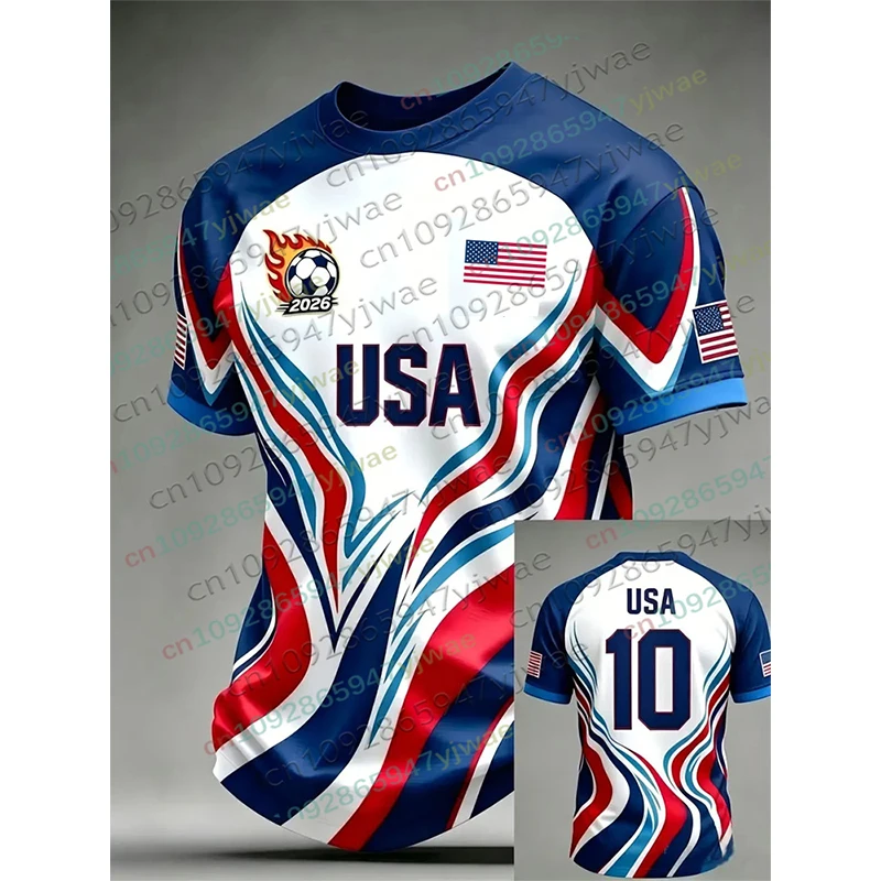 2026 Amerika Fußballtrikot für Herren Damen USA Flagge Spezielles Jugend-Fußballtrikot Sommer Atmungsaktives Wettkampf-Trainings-T-Shirt – Detail 6