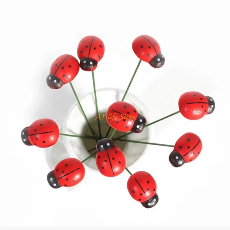 

J2HA 10Pieces Ladybird Figurine Yard Stakes For Outdoor Use Gardens And Patios Stylish Decorative Stakes Ornament