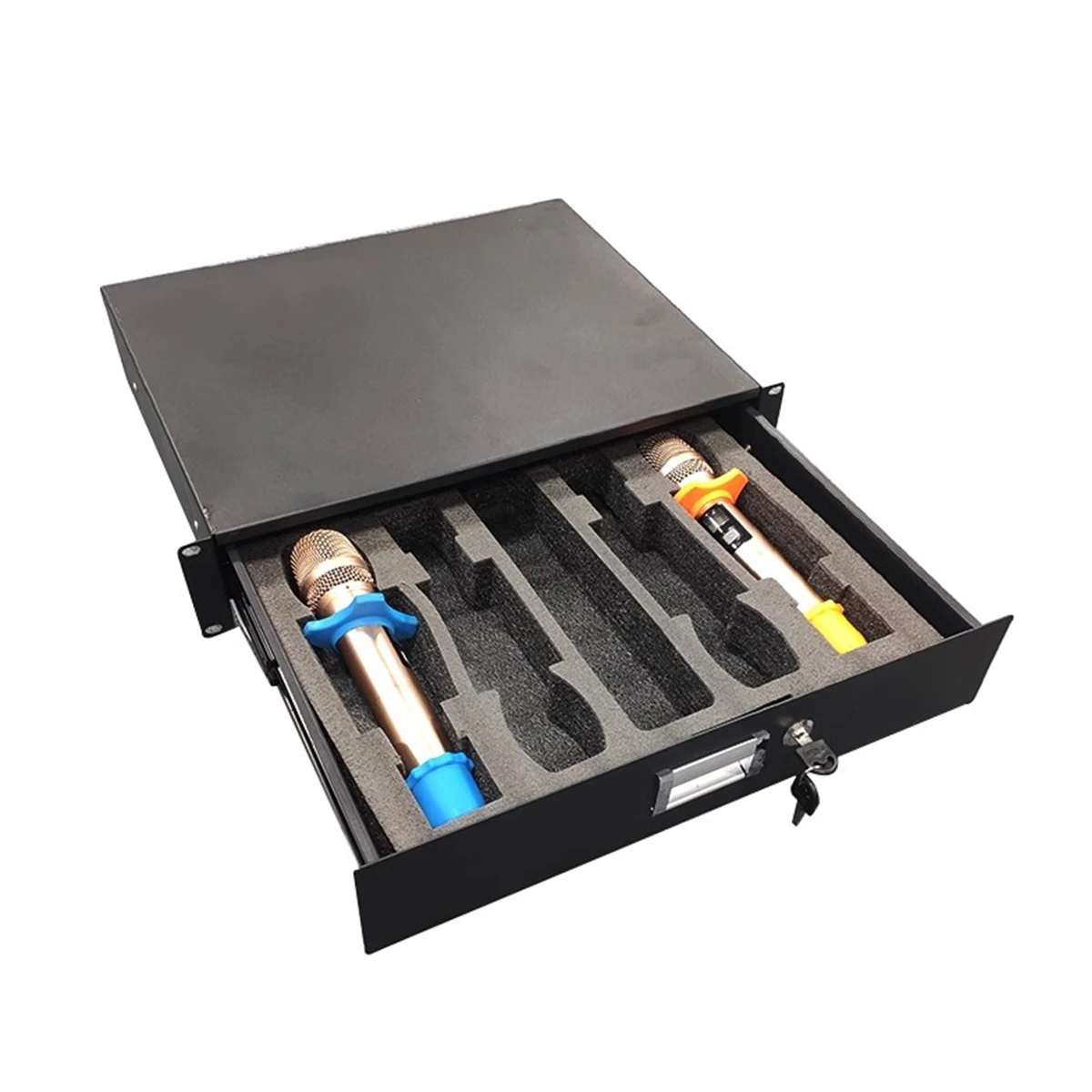 2U 3U ไมโครโฟนกล่องเก็บกันกระแทก Flycase พร้อมล็อคเหมาะกับ 19 ''ตู้เซิร์ฟเวอร์อลูมิเนียมไม้หรือโลหะทั้งหมดลิ้นชัก