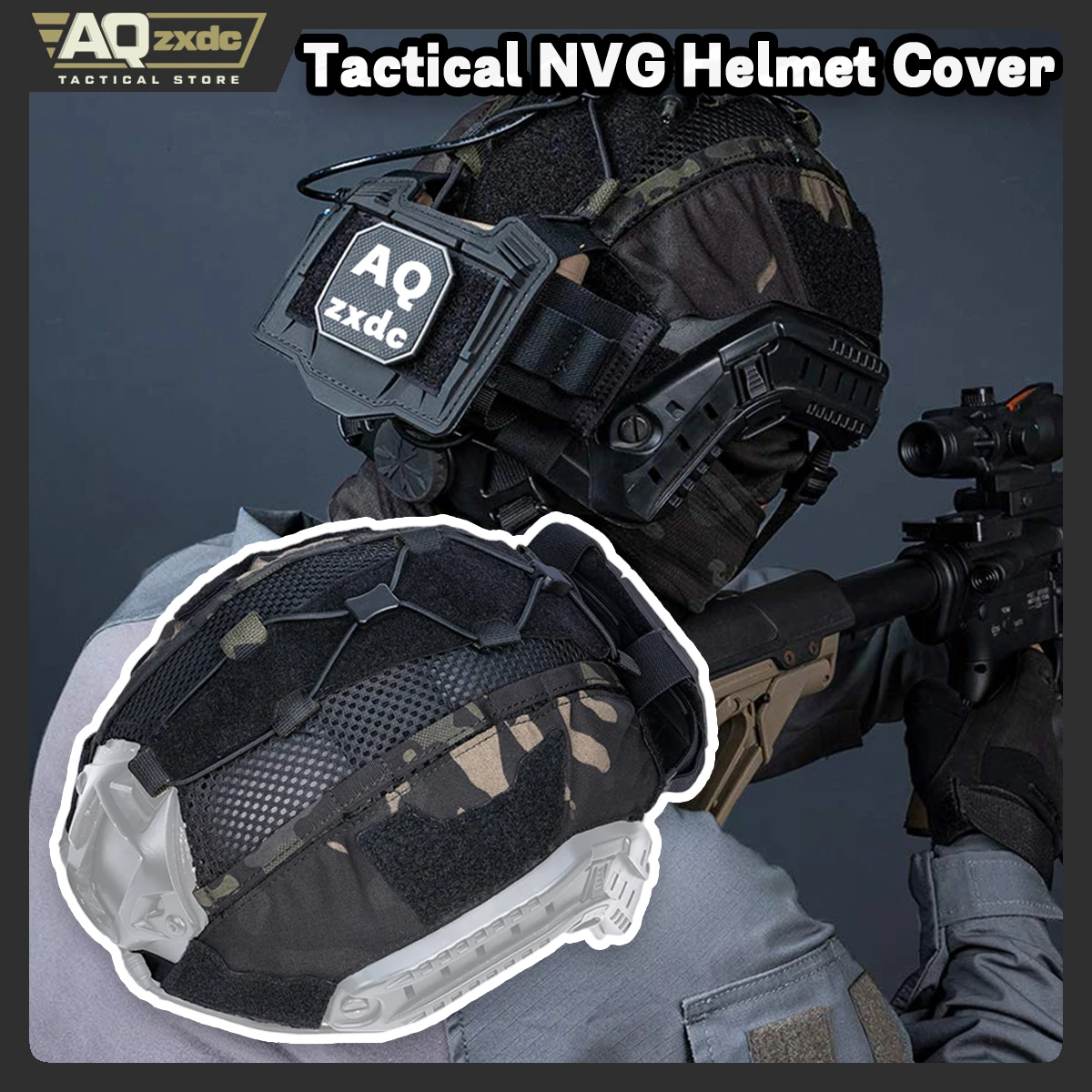 

Tactical Helmet Cover with NVG Battery Pouch Hunting for Fast Helmet Size M/L & L/XL Military Paintball Hunting Shooting Gear