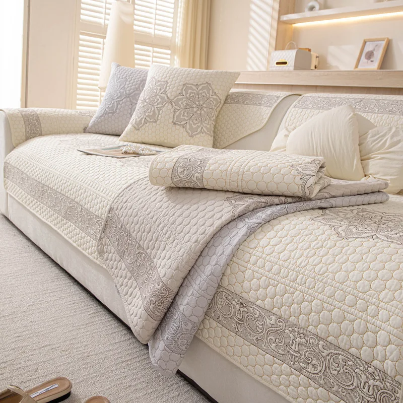 

Cotton Sofa Cushions & Slipcovers Octagonal Floral Embroidery Sofa Mats Machine Washable Non-slip Seat Pad Furniture Protector