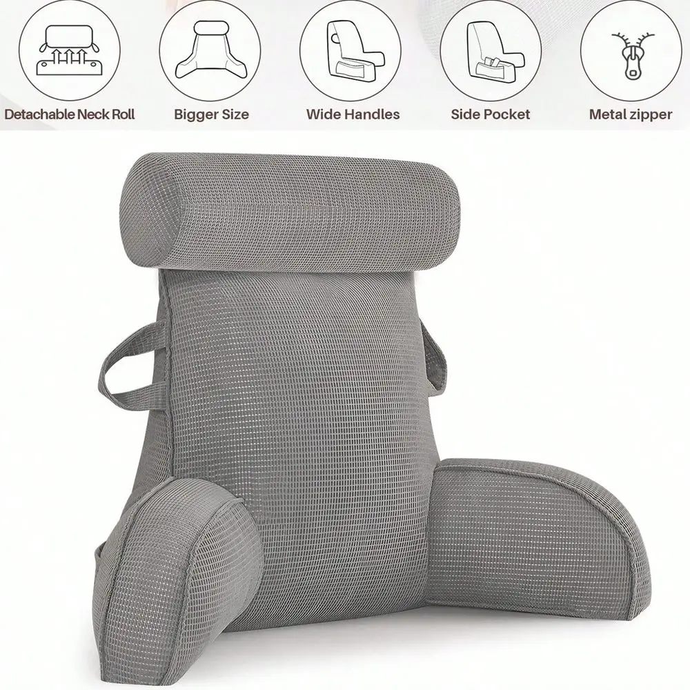 

Reading Pillow Back Rest Lumbar Support Arm Seat Lounger With Neck Cushion Backrest Reading Pillow With Neck Rest Lumbar Suppor