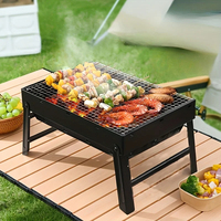 Portable BBQ Charcoal Grill Stainless Steel Small Mini BBQ Tool Kit Outdoor Cooking Camping Picnic Beach Portable BBQ
