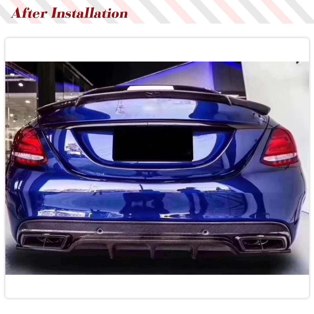 Carbon Fiber Car Rear Bumper Diffuser Spoiler for Mercedes-Benz C Class W205 Sport C43 C63 AMG Sedan 2015 - 2019 Rear Diffuser