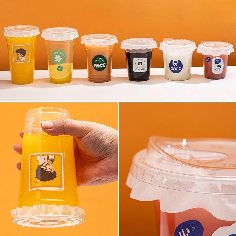 10pcs Disposable Packaged Internet-Famous Dudu Cup Cold Drink Plastic Cup, Coffee Coconut Milk Latte, Tea, PET Beverage Cup - view 5