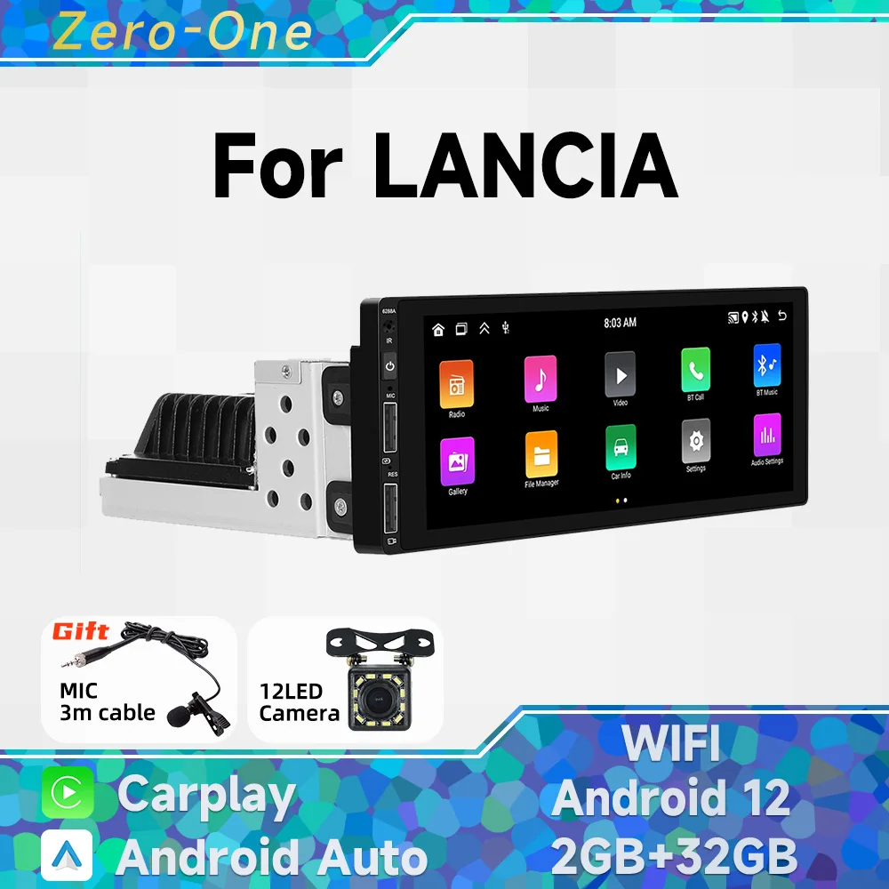 

1 Din Radio Android 13 Car Multimedia for LANCIA Universal 6.9 Inch Screen Stereo Head Unit Wireless Carplay Autoradio GPS WiFi