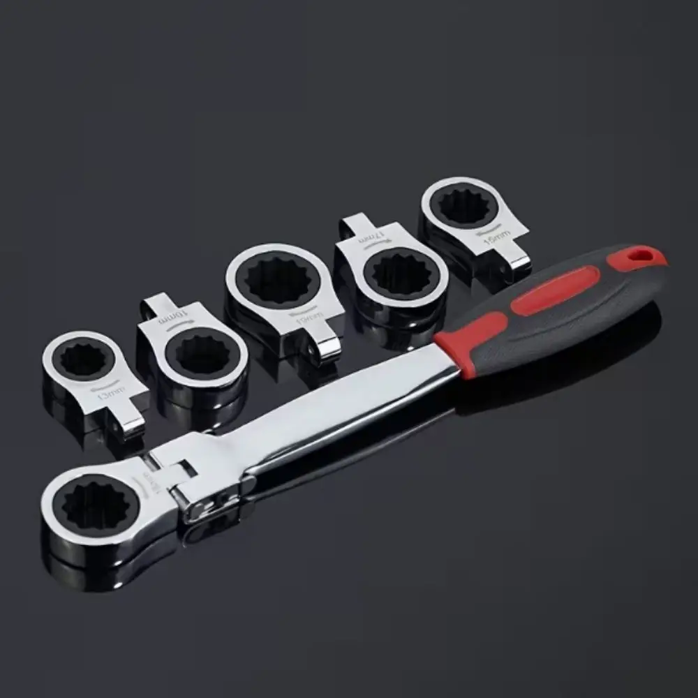 

Набор ключей-трещоток из хромованадиевой стали, 72 зубца, 180 мм ° Вращающийся ключ с сменными головками, портативный дизайн