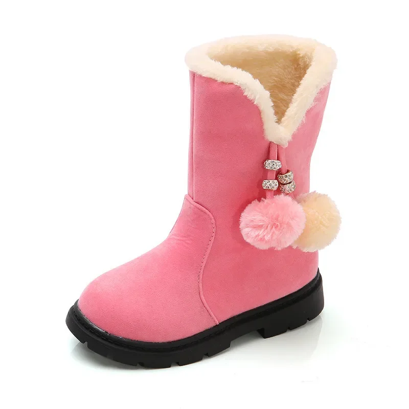 New Fashion Girls' Boots Warm Comfort Anti Slipwinter Boots for Child Thick Velvet for Kids Shoes Versatile Trendy Girls' Shoes