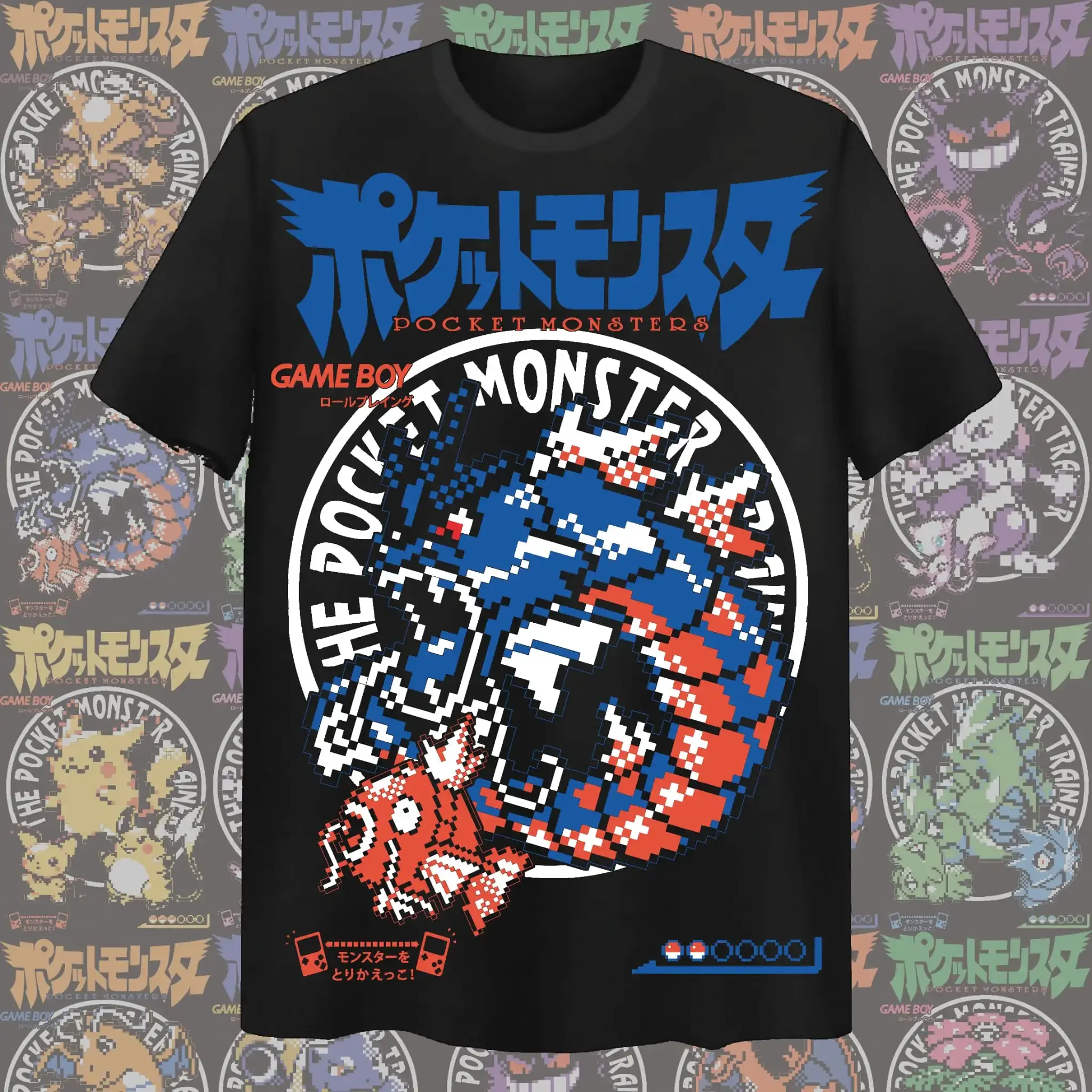

Anime Pokémon Pixel Style Graphic Unisex T Shirt Cotton O-neck Y2k Harajuku 2026 Summer Men Fashion TShirt Black Tee Tops