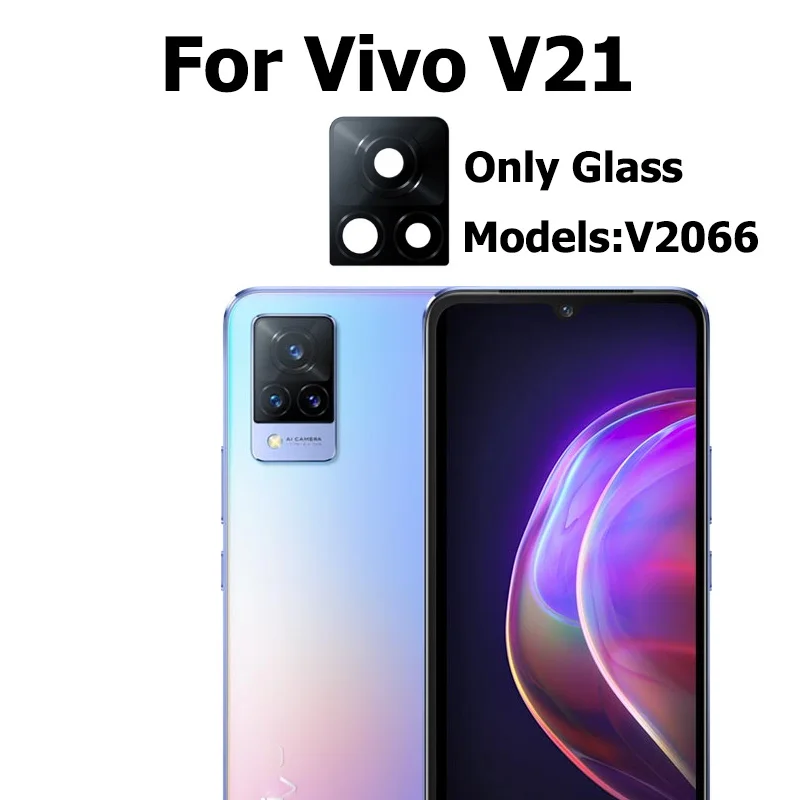 For Vivo V21 5G Back Rear Camera Glass Lens With Glue Adhesive Sticker Replacement Repair Parts