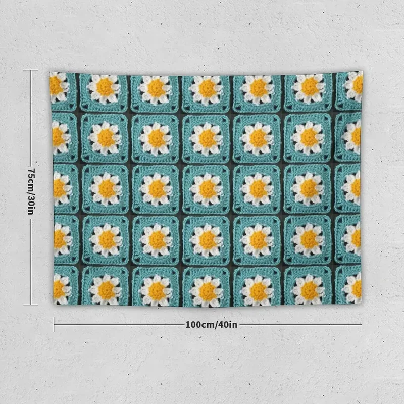 Blue Daisy Grandma Square Tapestry Decoration Tapestry for Bedroom Home Decoration Wall Decoration Elements