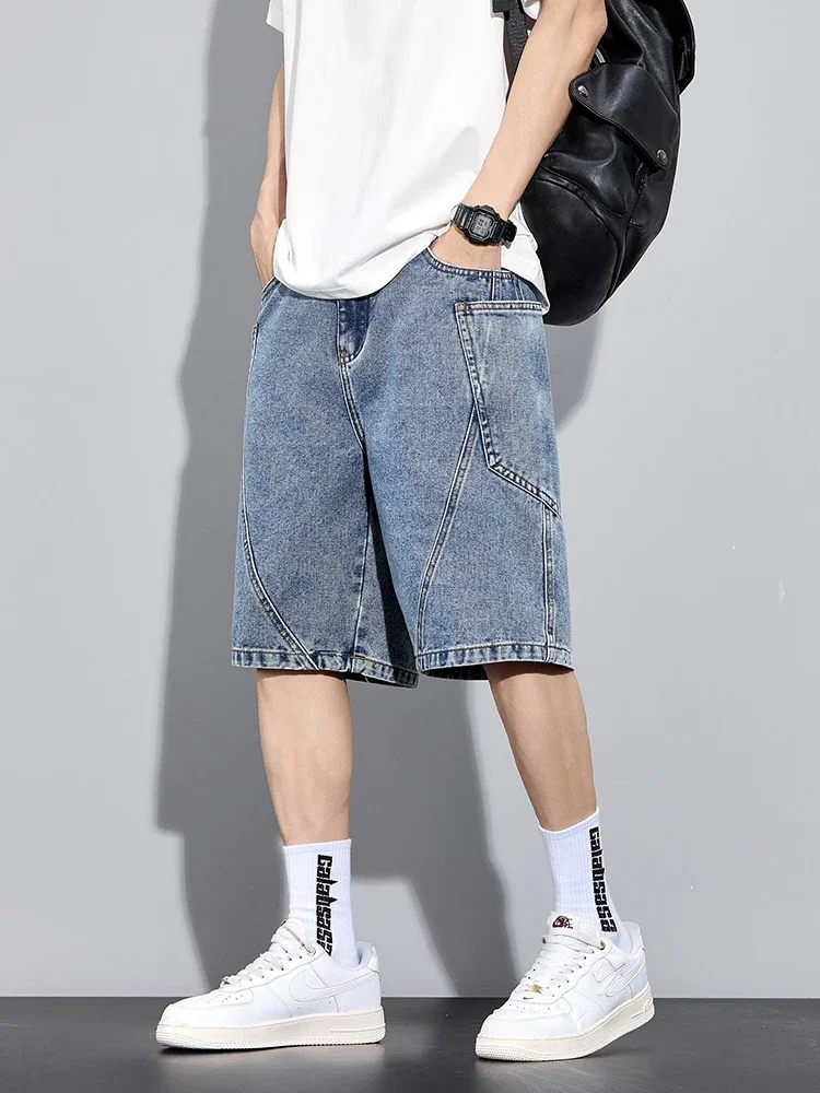 

Men's Summer Denim Cargo Shorts Big Size 8XL 7XL 6XL Elastic Waist Straight Baggy Jeans Shorts