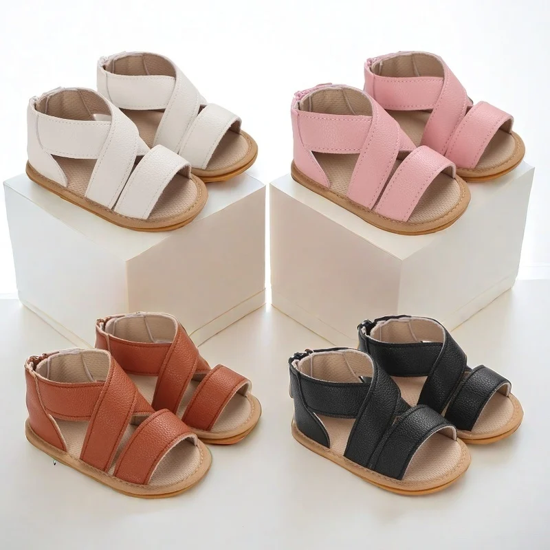Baby Boys Girls Classic Baby Shoes 0-18M First Step Summer PU Rubber Bottom Breathable Sandals Comfortable Newborn