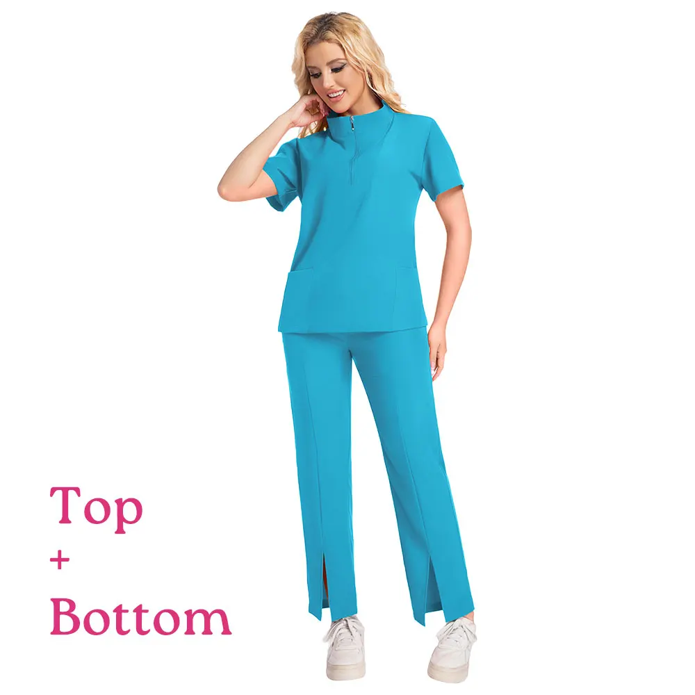 도매 클리닉 유니폼 의료 병원 간호사 남성 스크럽 세트 작업복 여성 치과 미용 스크럽 수술 가운 솔리드