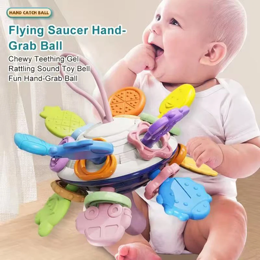 Hochet sensoriel Montessori pour bébé de 0 à 12 mois, jouets de dentition, développement de l'activité de préhension, jouets en Silicone, cadeau d'anniversaire et de noël, 1 pièce