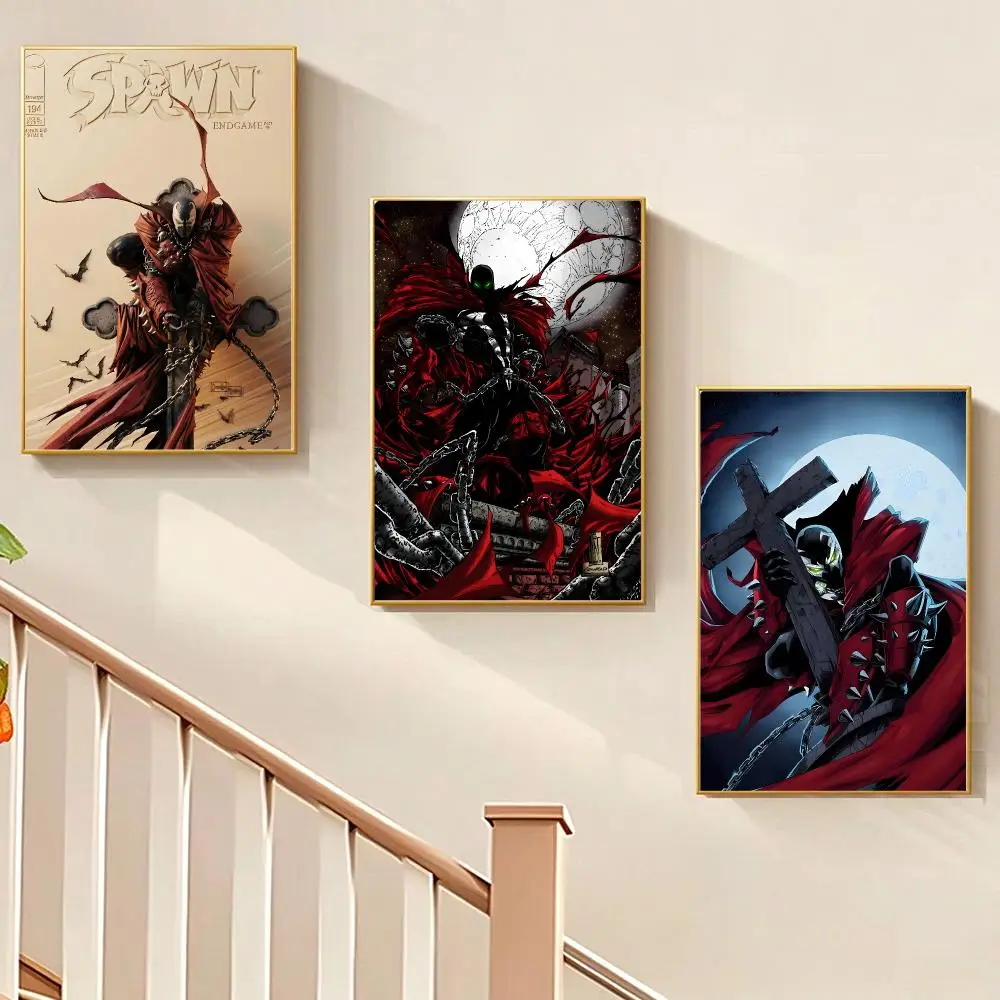 Comic Art Spawn Poster HD Waterproof PP Wall Art, Self Adhesive Home Decor for Bedroom and Living Room