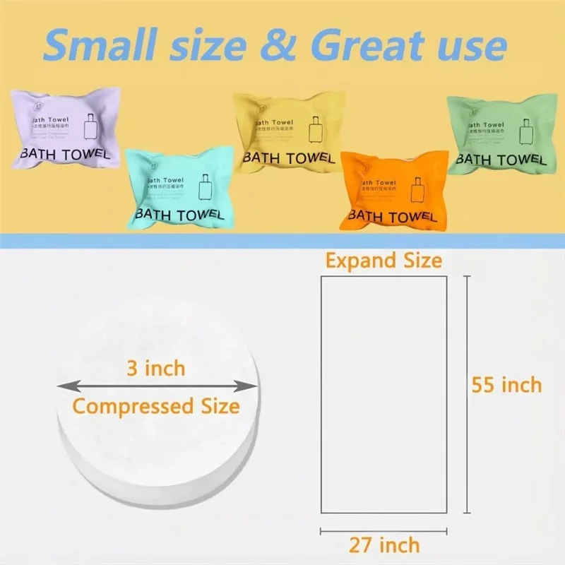 New Large Disposable Bath Towel 140*70cm Compressed Towel Travel Quick-Drying Towel Travel Essential Towel 2/5pcsAcc