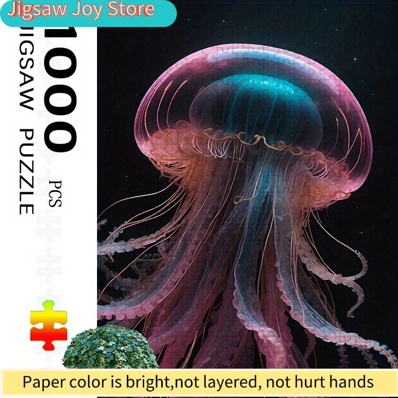 

Vibrant Jellyfish Puzzle - Ocean Glow Jigsaw Challenge, Scratch-Resistant Cardboard, Mixed Colors, Portable & Durable for Adu