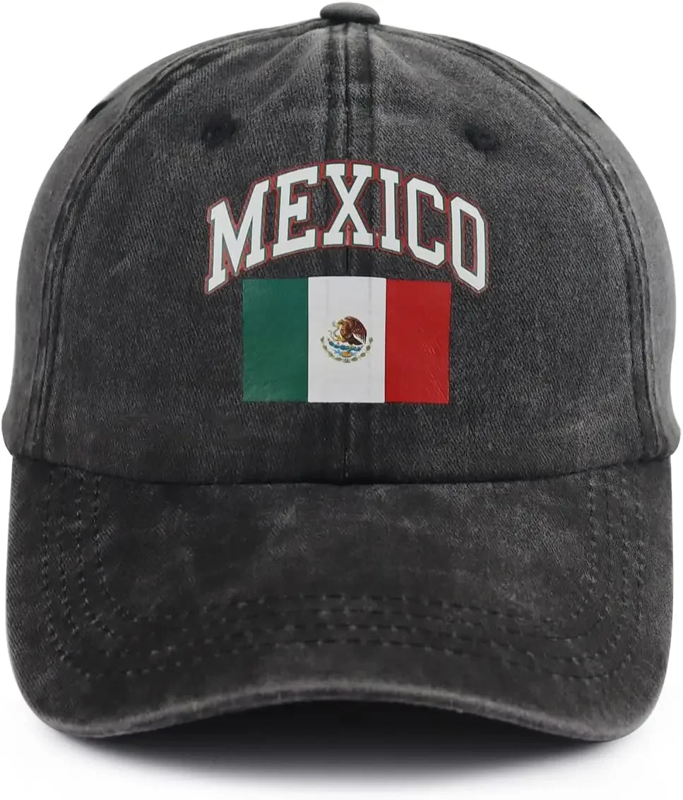 Sombrero con bandera de México para hombre y mujer, gorra de béisbol patriótica mexicana de algodón ajustable con estampado