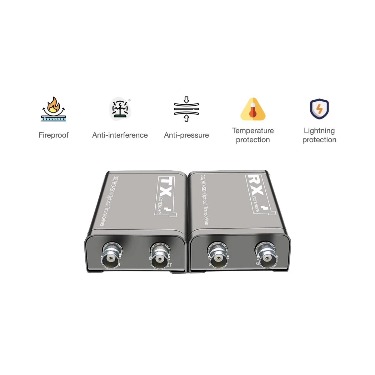 3G/12G HD-SDI Fiber Extender Transmit 20KM Lossless 4K 1080P HD SDI Video Audio Fiber Extension Broadcast Level with LC SFP