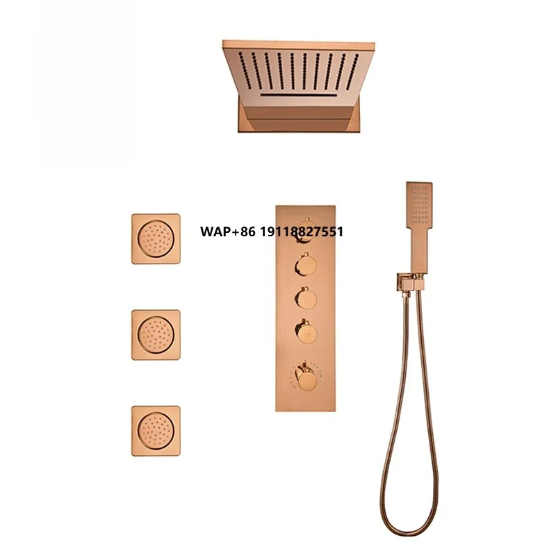 Chrome/Black/Gold/Rose Gold Luxury Waterfall Rain ShowerHeads Massage Jet Shower Ceiling Square Bathroom Shower Head Set