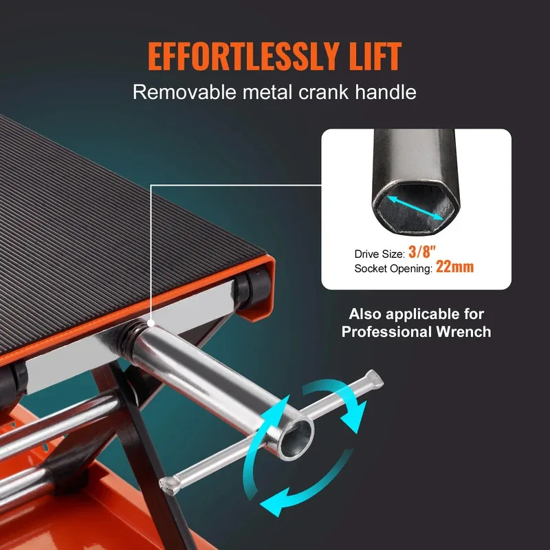1100LBS Motorcycle Scissor Lift Jack Wide Deck Steel Lift Stand with Safety Pin for Motorcycle Repair Maintenance view 3