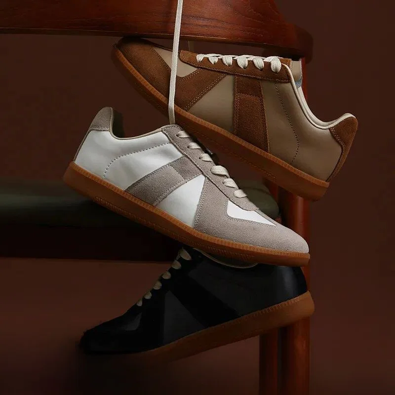 

Luxury Feel M6 Vintage AGAM Men Women Casual Shoes Top Layer Leather De Xin Breathable round Toe Flat Heel Rubber Outsole