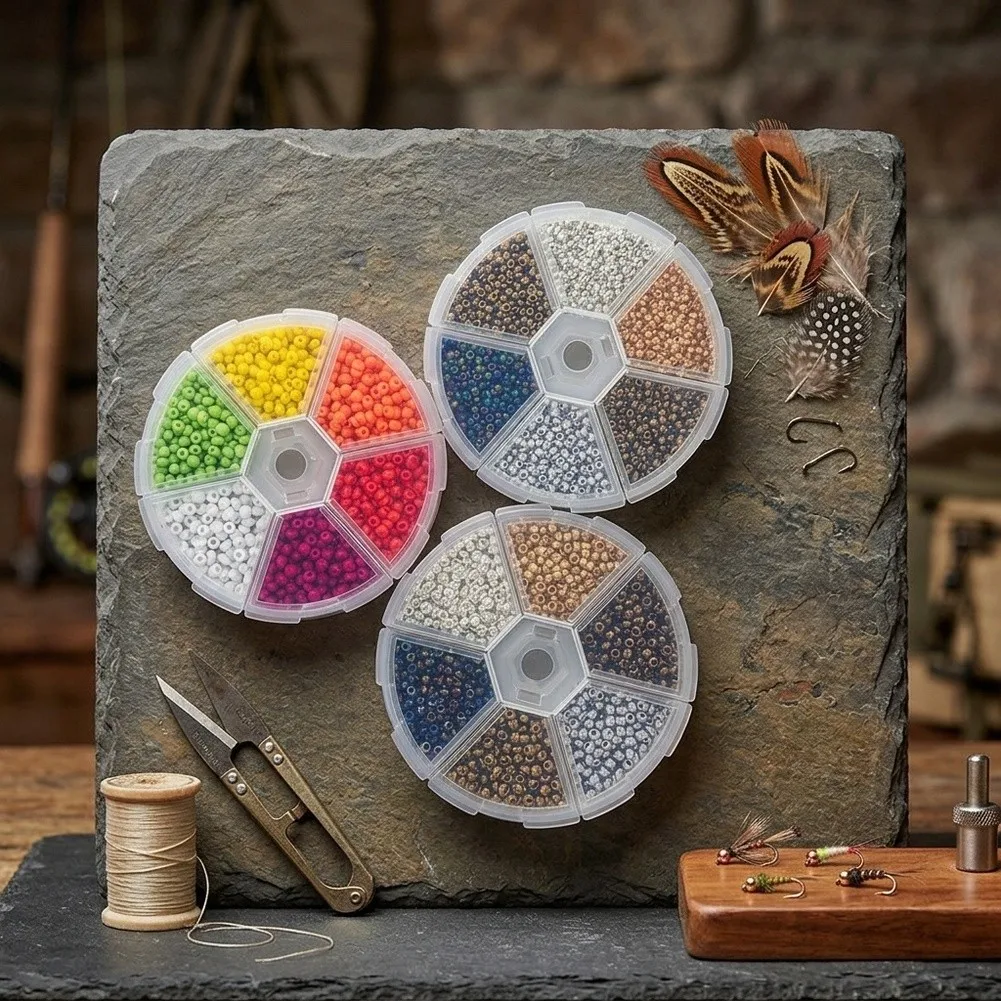 Lightweight Fly Tying Beads for Realistic Lure Building 8x8x2cm Metallic and Neutral Tone Options for All Fly Types