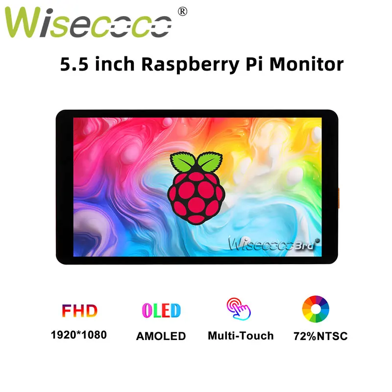 Wisecoco 5.5 Inch FHD 1920x1080 Mutil-Touch All-in-One Monitor IPS For Raspberry Pi Win 10 11 Linux