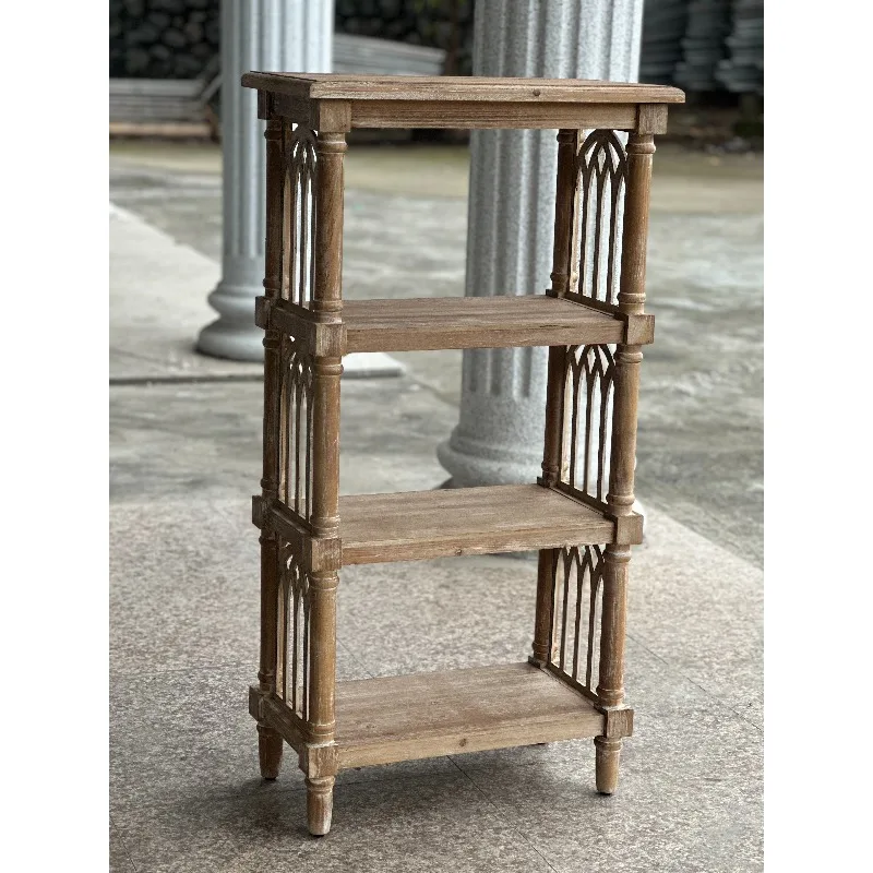 French retro carving process four-layer bookshelf shelf display rack shoe rack flower rack