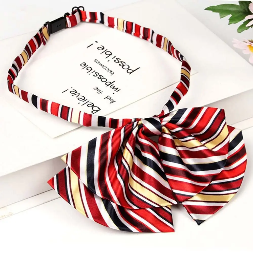 Stripe Airline Stewardess Necktie Double Layer Korean Style Bowknot Neckties Nurse Neck Wear Bank Teller Neck Tie