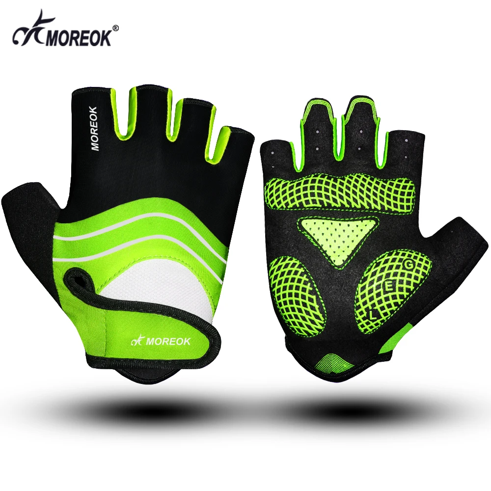 MOREOK Bicycle Gloves Half Finger Breathable Outdoor Sports MTB Road Biking Glove 5MM Pads Anti-slip Bike Cycling Gloves Fitness