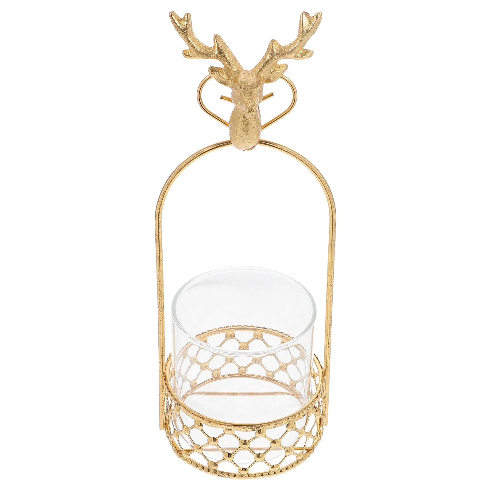 

1Set Elk Shaped Tableware Container Premium Iron Glass Storage Holder for Cutlery Forks Spoons Christmas Style Flower Vase Decor