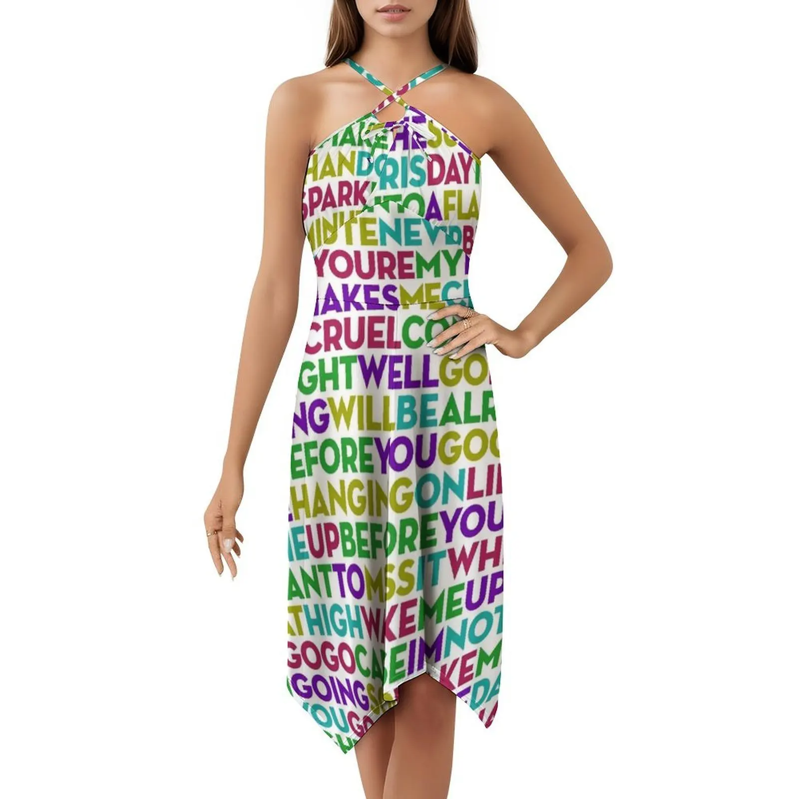 استيقظني قبل أن تذهب يا إوم! فستان بوهيمي V.1 بدون أكمام للنساء مطبوع عليه فساتين حفلات الشاطئ Wham Wake Me Before You #5