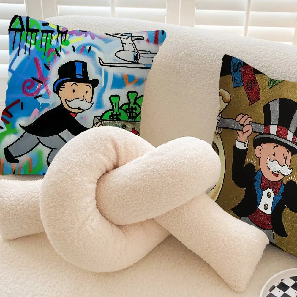 Dollar Alec Monopoly cartoon Pillow Gift Home Office Decoration Bedroom Sofa Car Cushion Cover case 45x45