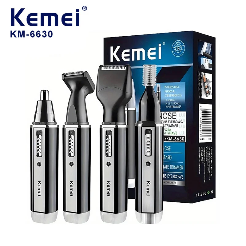 

Kemei 6630 Электробритва Триммер для волос ушей/бровей/носа 4 в 1 комплект Перезаряжаемый триммер для волос на лице Мужская машина для удаления чистых волос