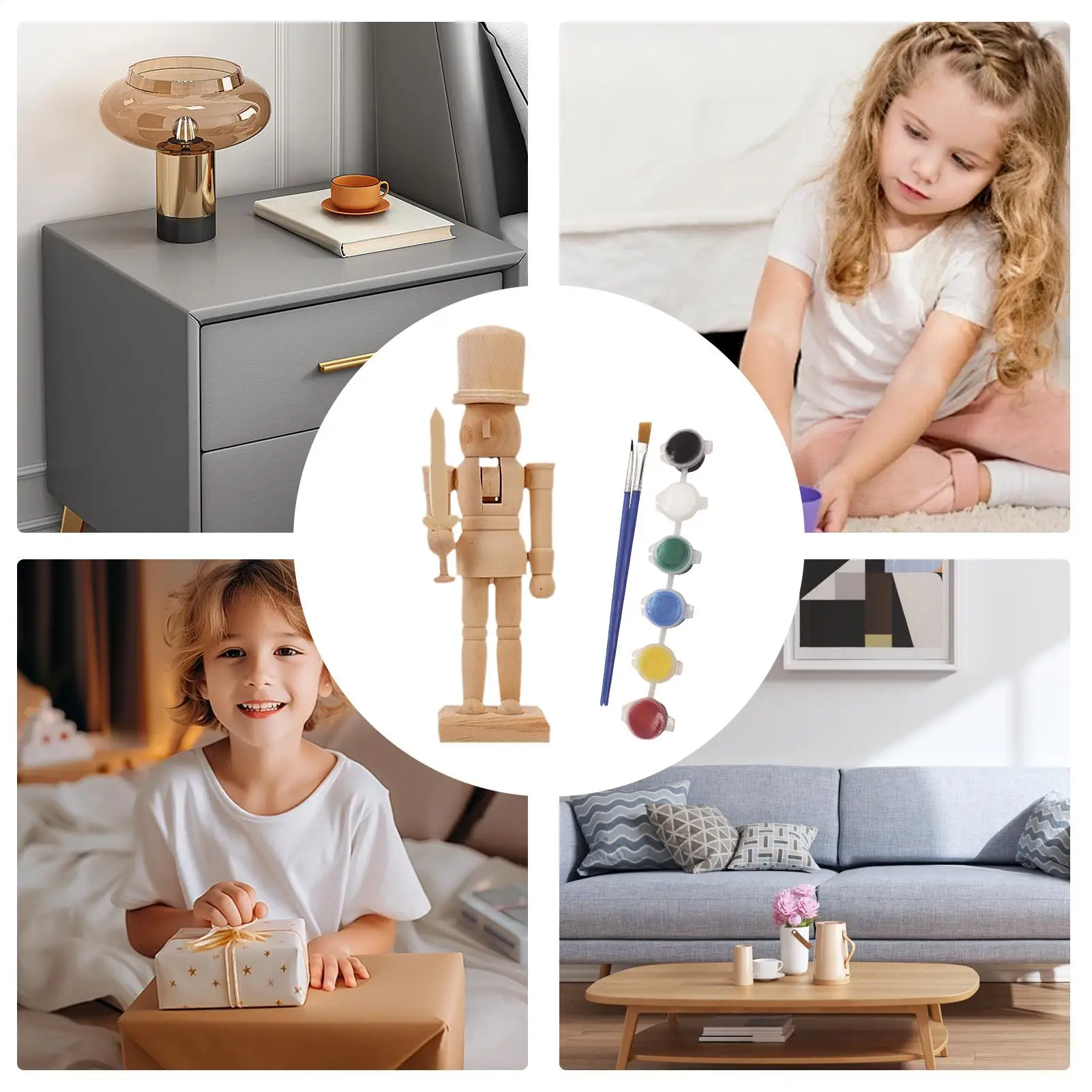 عيد الميلاد غير مكتملة كسارة البندق أرقام خشبية غير مصبوغة الجنود كسارة البندق الخشبية لم تنته مع مجموعة الطلاء للأطفال البالغين جميع