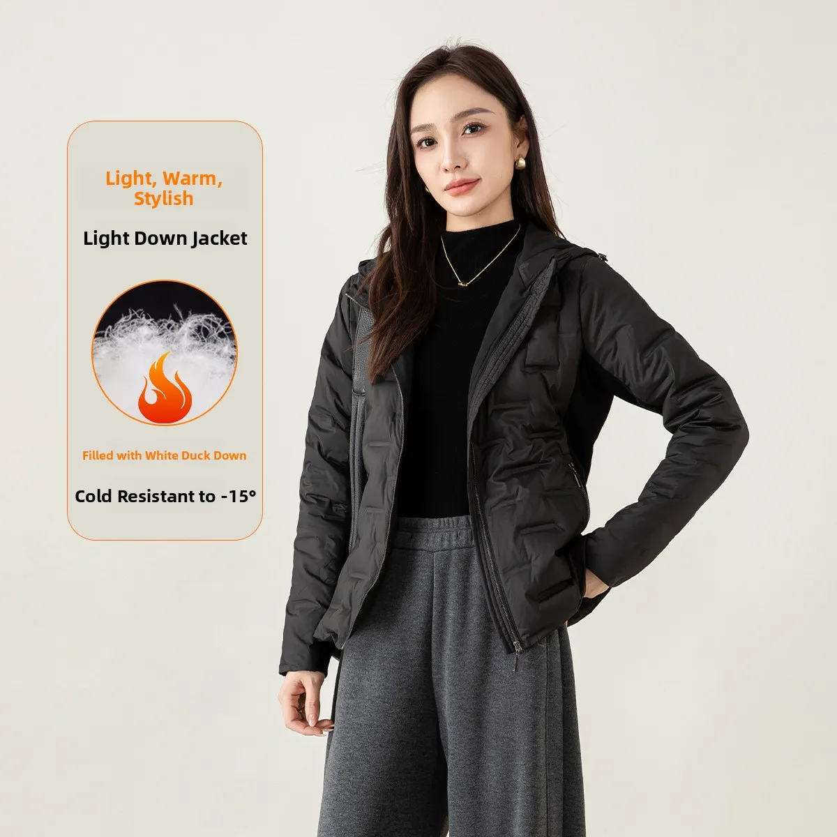 

Xingguo Women's Lightweight Padded Jaet Autumn Winter New Sle Faionable Heat-sed Cloud Feel Warm Hooded Outerwear