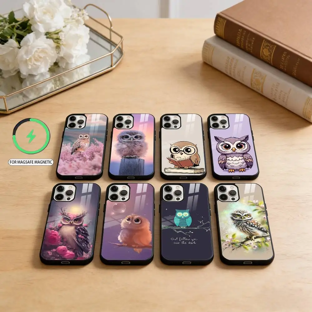 

C-Cute Animal O-Owl Phone Case For iPhone17,16,15,14,13,12,11 Plus,Pro Max Magnetic For Magsafe Wireless Charging