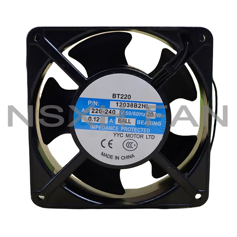 NEW BT220 AC 220V - 240V 0.12A 20W 12038 12CM 12038B2HL Cooling Fan 120X120X38MM BALL BEARING