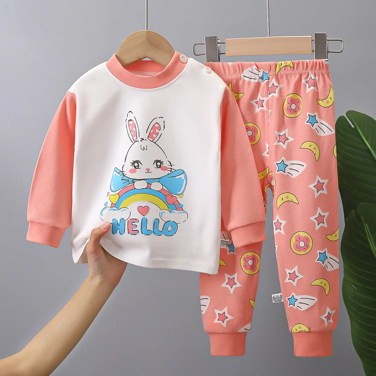 New Boys Girls Cotton Underwear Two-piece Set Autumn Winter Pajamas Loungewear Warm Cute Cartoon Pattern Children\'s Clothing Kid