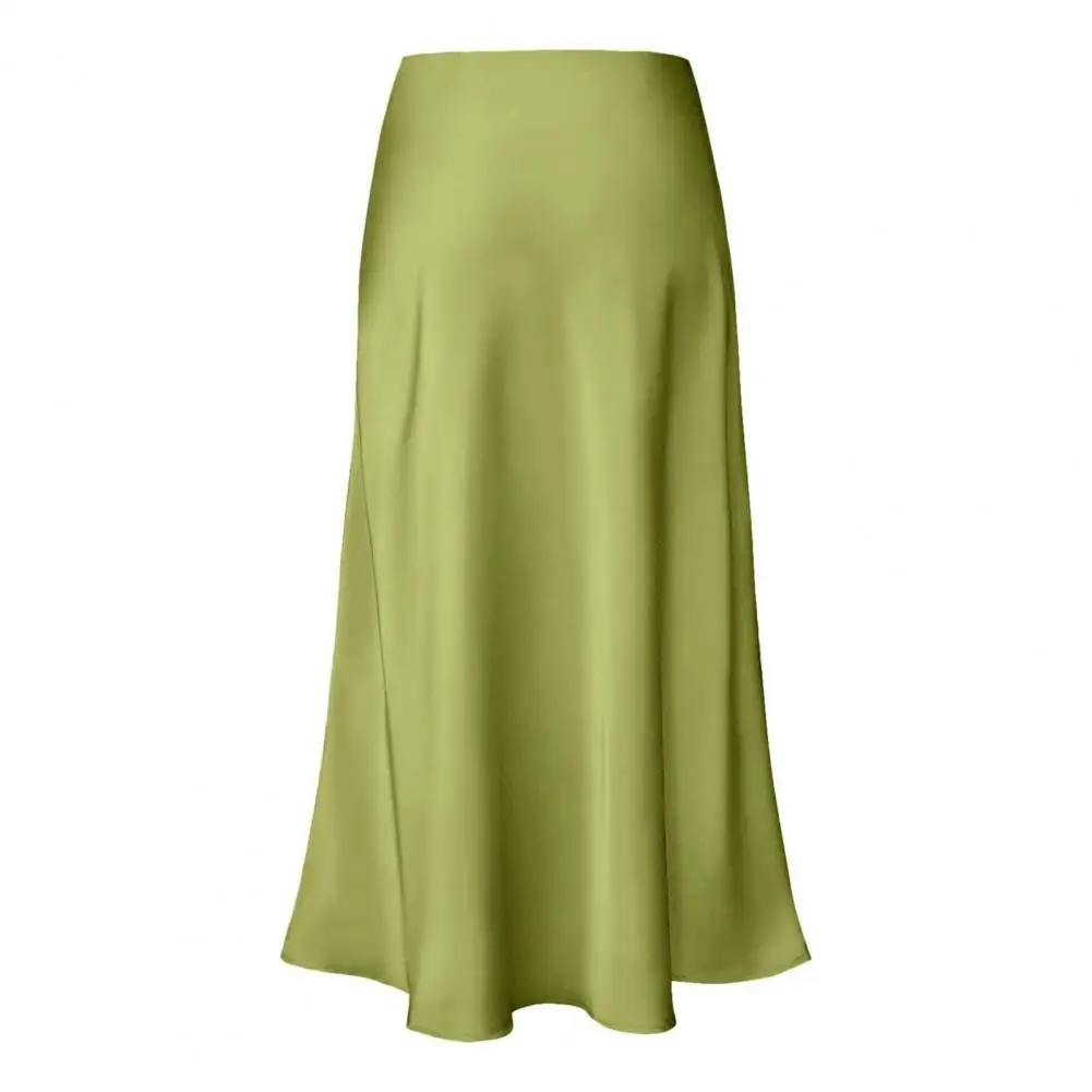 

Satin Midi Skirt Woman Long Skirt with Zipper Solid Color Spring Autumn Women Hip Wrapped Fishtail Skirt