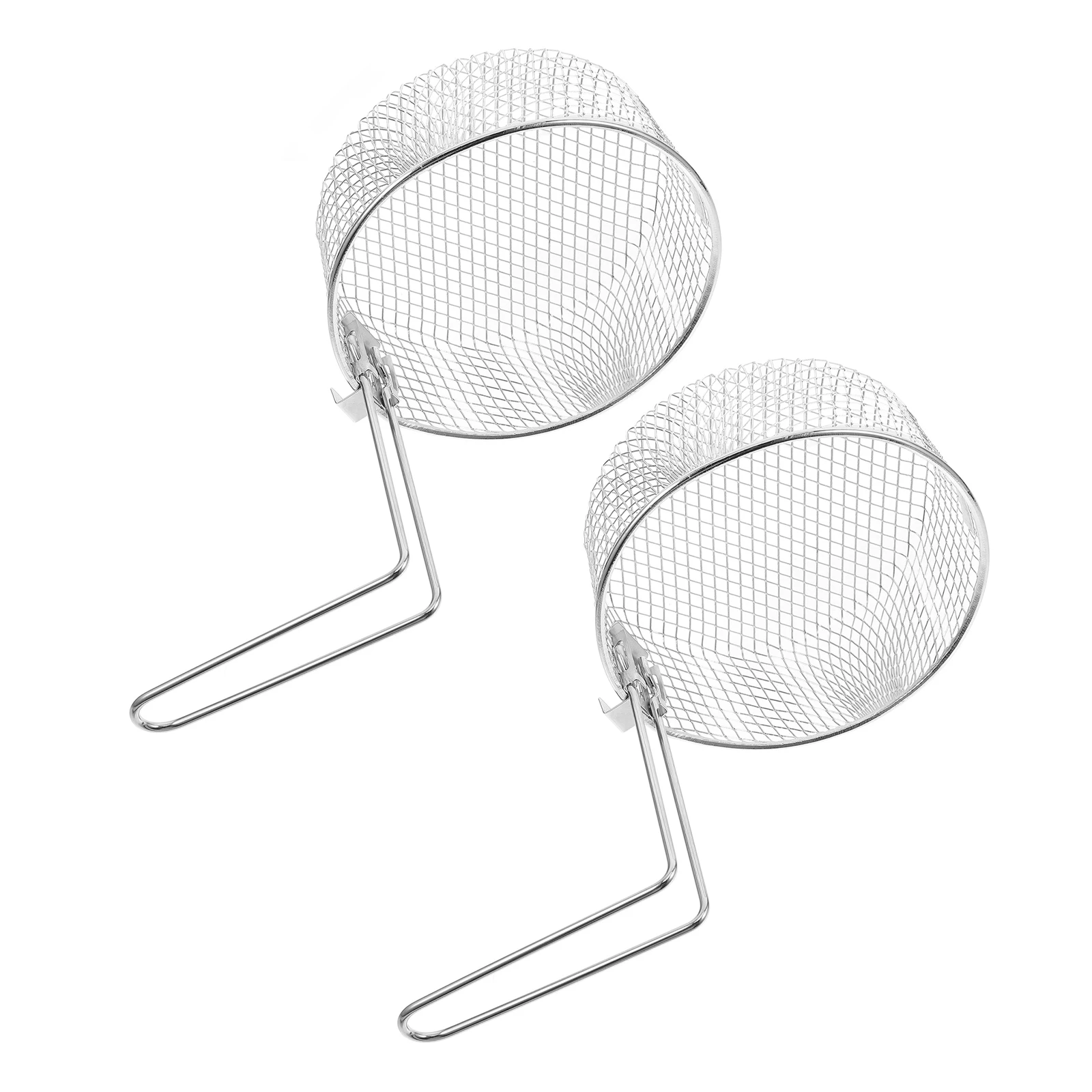 

2pcs 2L Stainless Steel Deep Fry Basket Round Wire Mesh Strainer For French Fries Chips Fish Oil Drainage Cooking