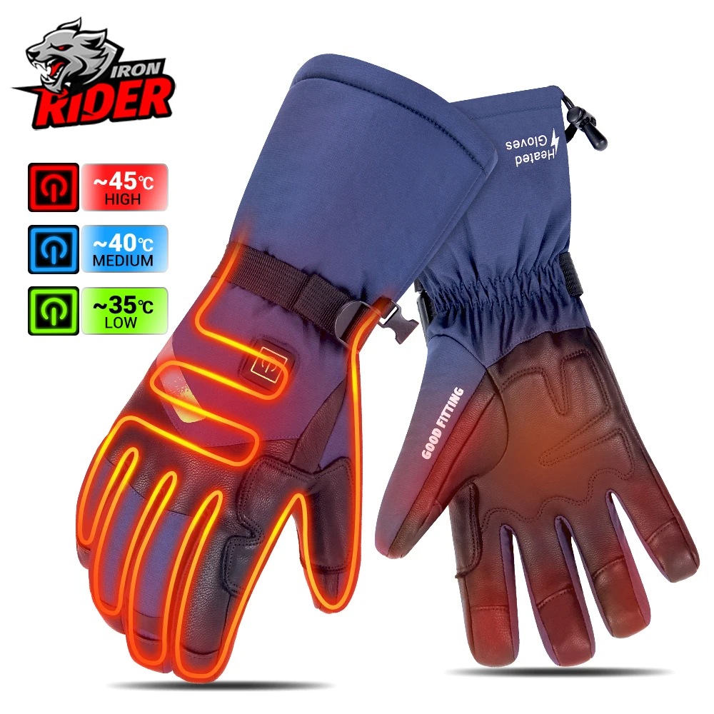 Heated Motorcycle Gloves Winter Warm Motorcycle Gloves Guantes Moto Heated Gloves Waterproof Rechargeable Heating Thermal Gloves