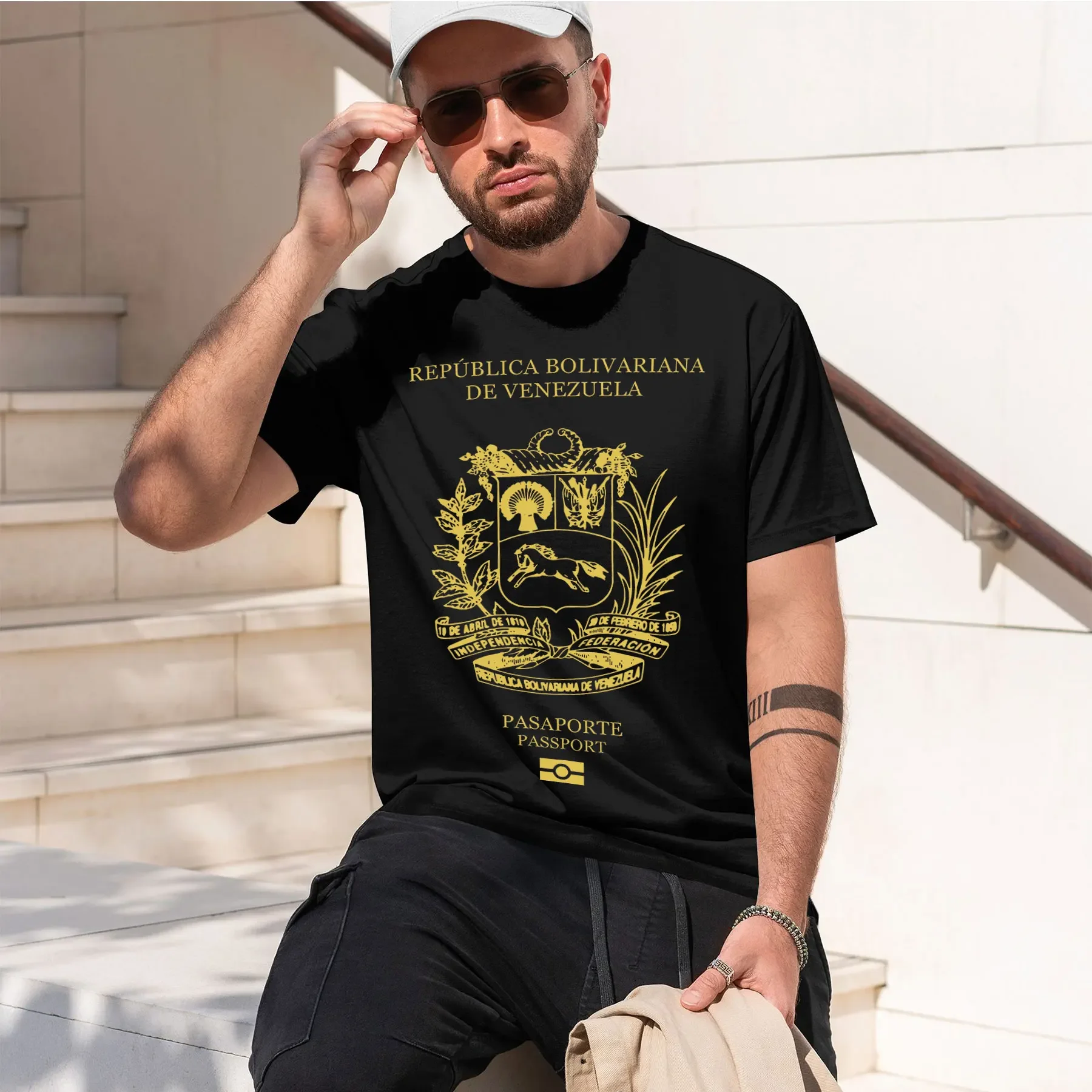 REPUBLICA BOLIVARIANA DE VENEZUELA 2026 new fashion heavyweight hot selling retro printed pattern fun round neck T-shirt for dai